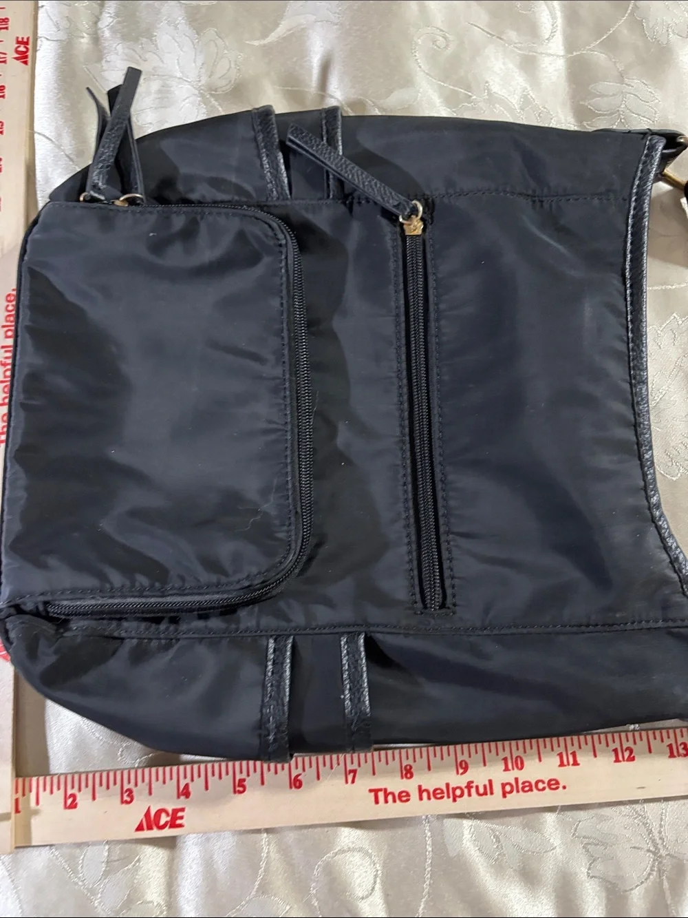 Men's Black Nylon Messenger Bag with Adjustable Strap